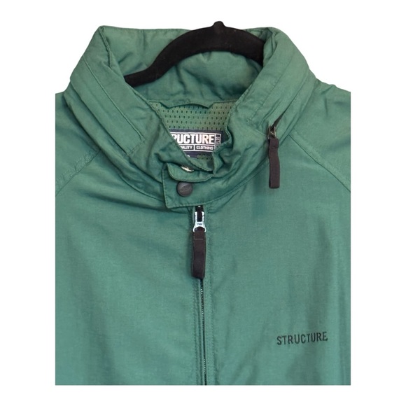 Structure Mens Size XL Zip Up Jacket Green Hidden Hood Adjustable Very Nice - Picture 10 of 15